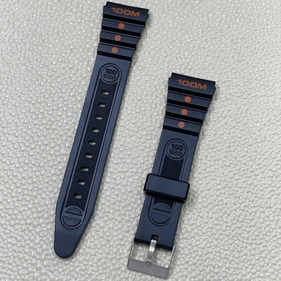 Hadley-Roma 19mm Regular Length Black Rubber Strap - Item # MS925 Orange - Picture 1 of 1